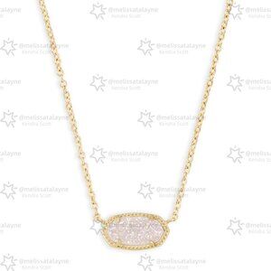 Elisa Gold Pendant Necklace in Iridescent Drusy
